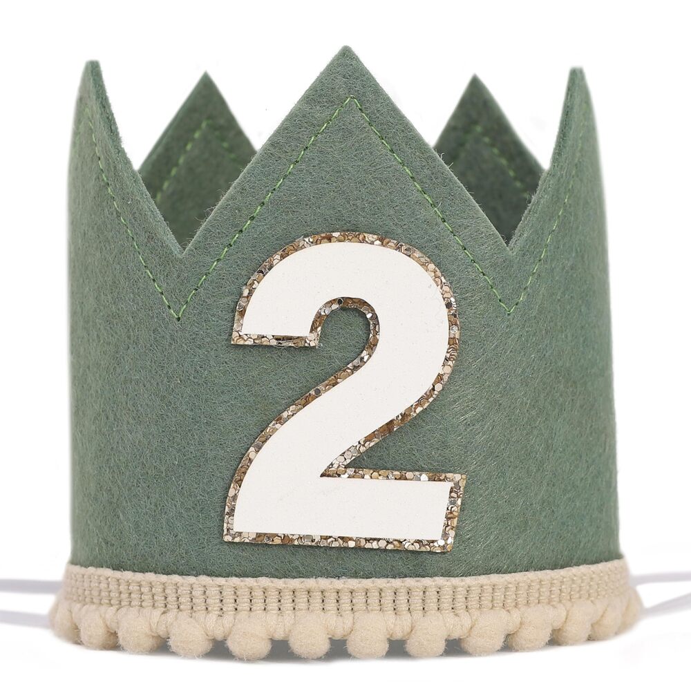 9215 Classic 2nd Birthday Crown - Unisex Second hat, Two Years Old Decor